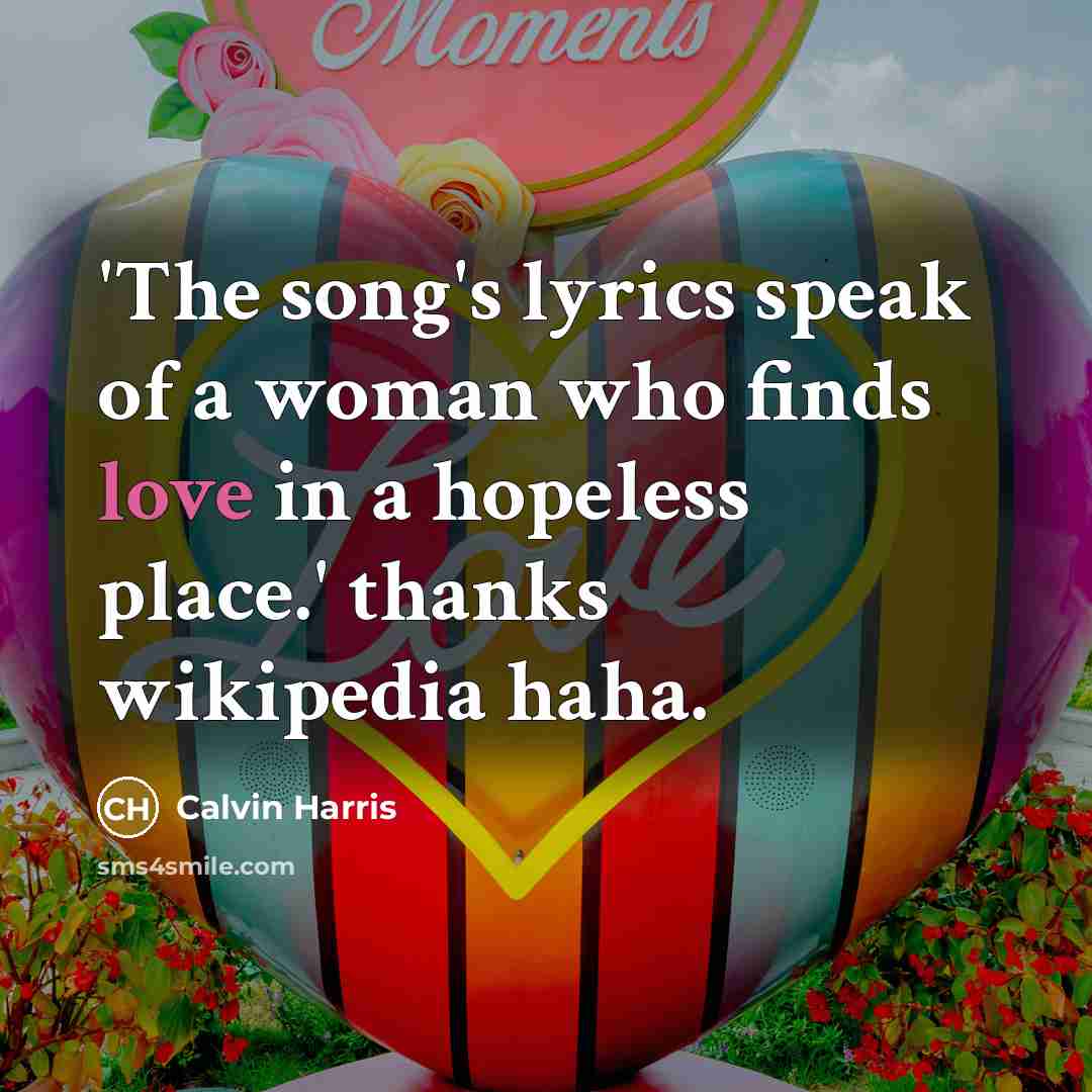 “'The song's lyrics speak of a woman who finds love…” quote by Calvin Harris