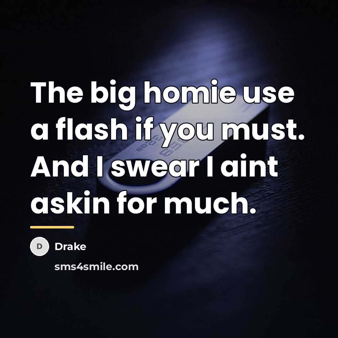 “The big homie use a flash if you must. And…” quote by Drake
