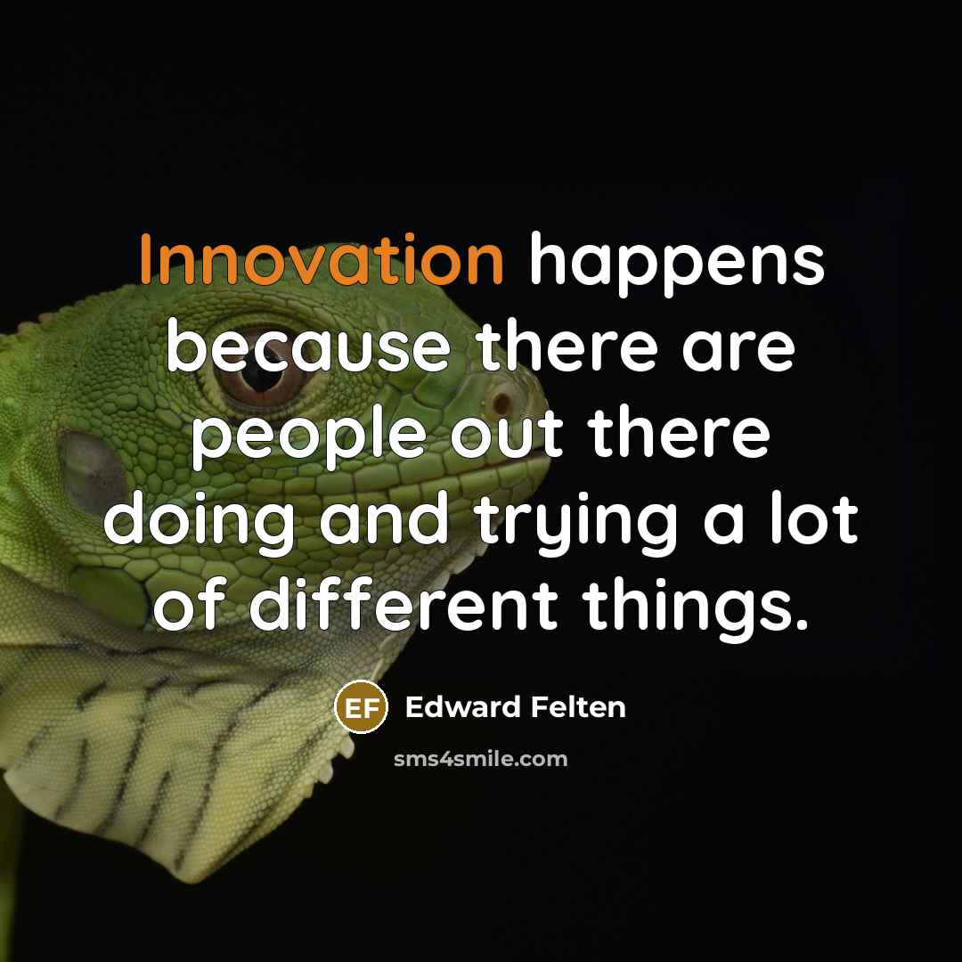 “Innovation happens because there are people out there doing and…” quote by Edward Felten