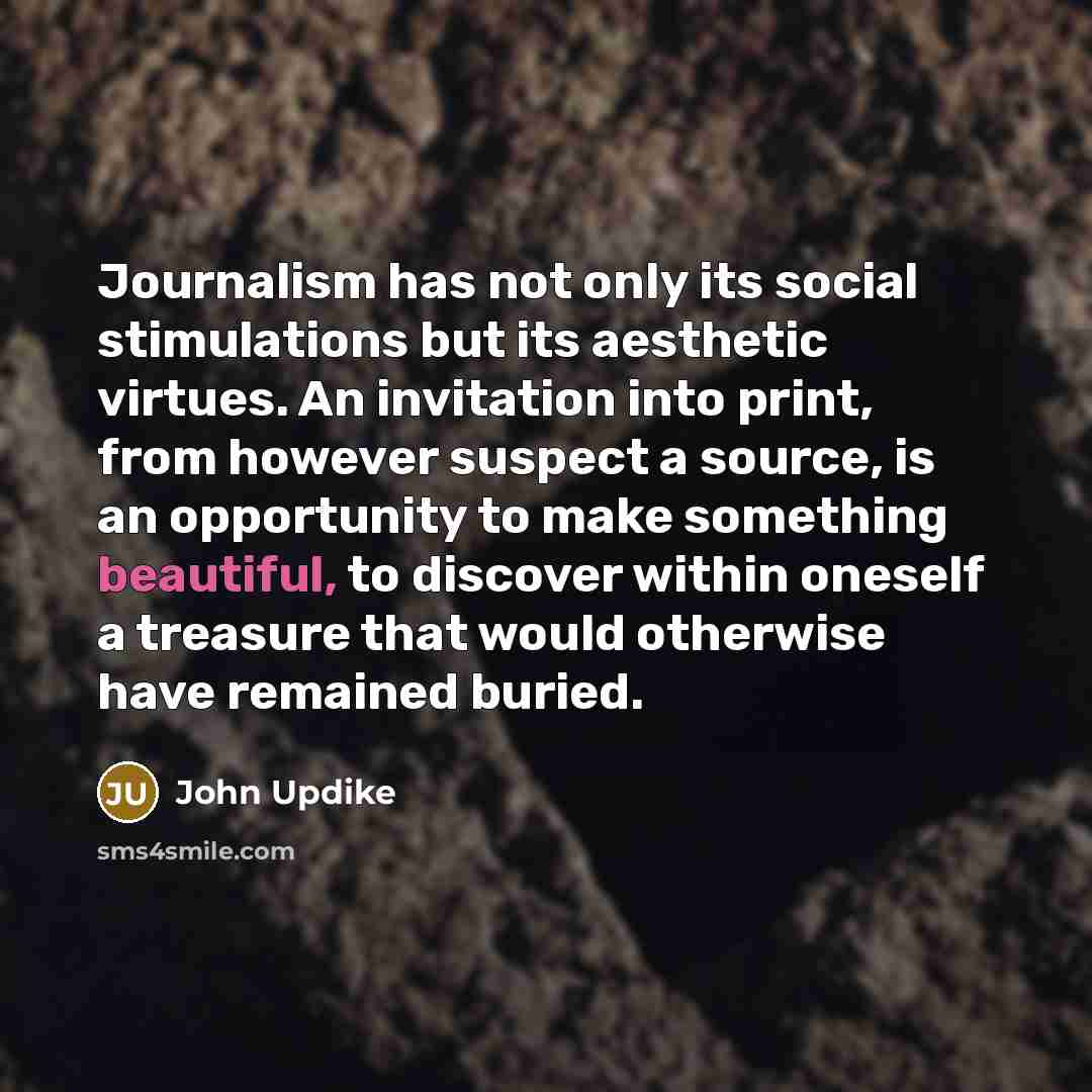 “Journalism has not only its social stimulations but its aesthetic…” quote by John Updike
