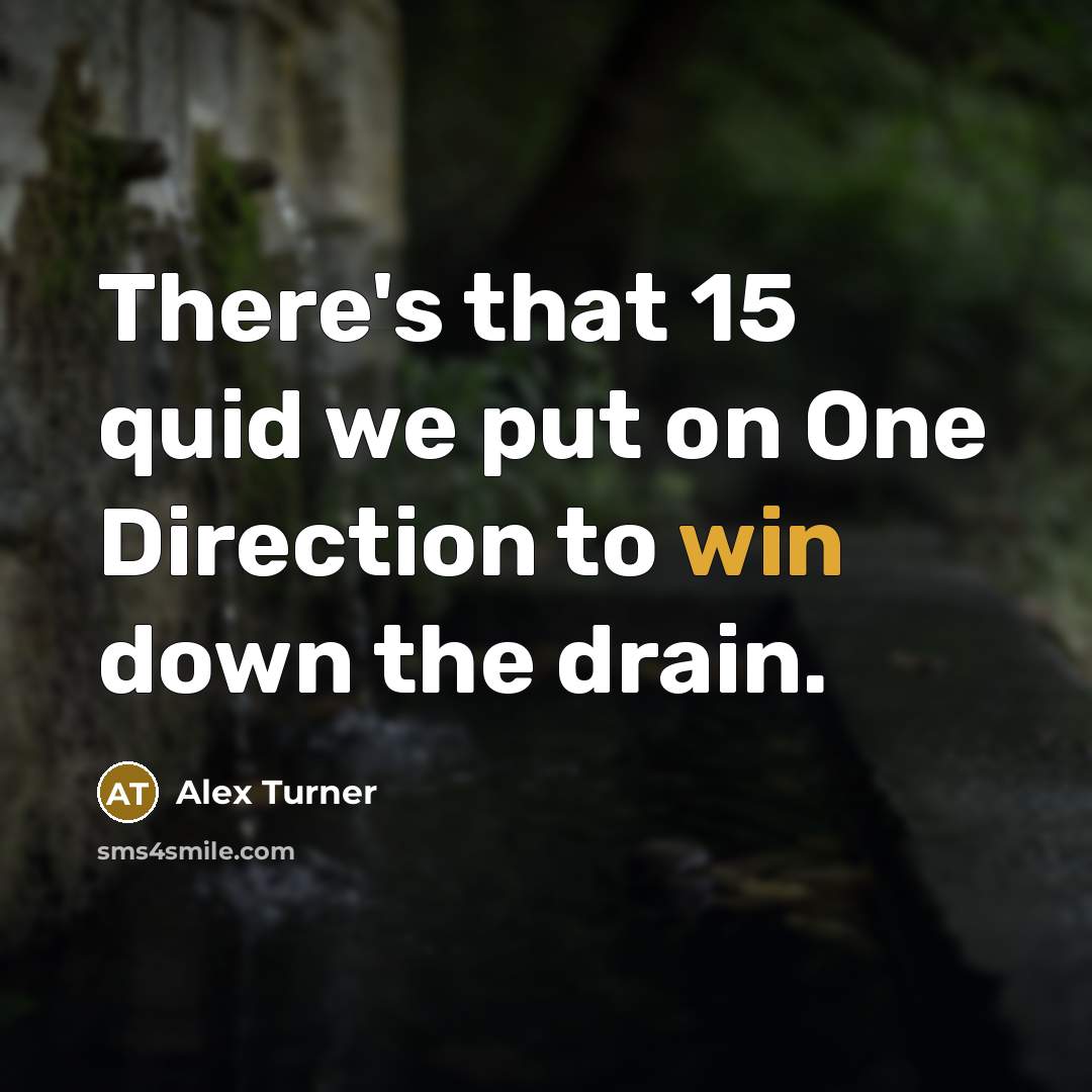 “There's that 15 quid we put on One Direction to…” quote by Alex Turner