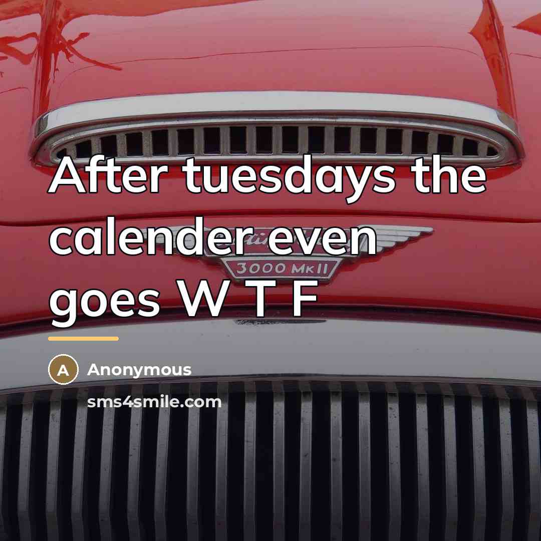 “After tuesdays the calender even goes W T F…” quote by Anonymous