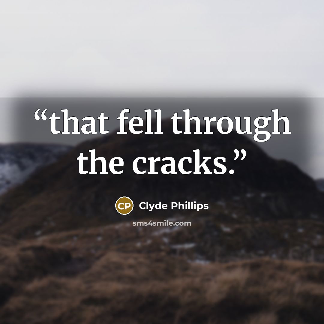 “that fell through the cracks.” quote by Clyde Phillips