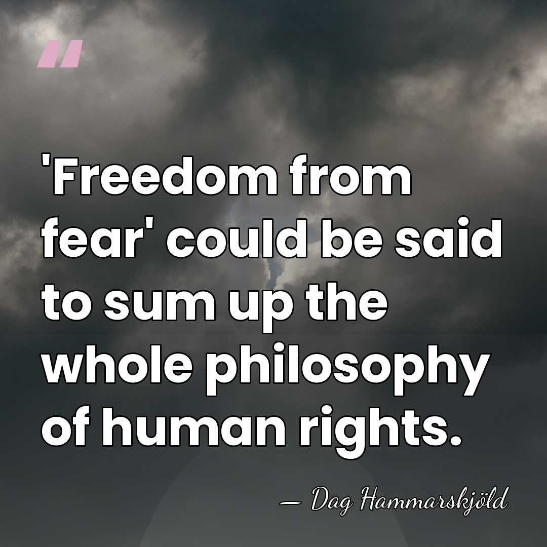 'Freedom from fear' could be said to sum up the whole philosophy&hellip; - Dag Hammarskjold