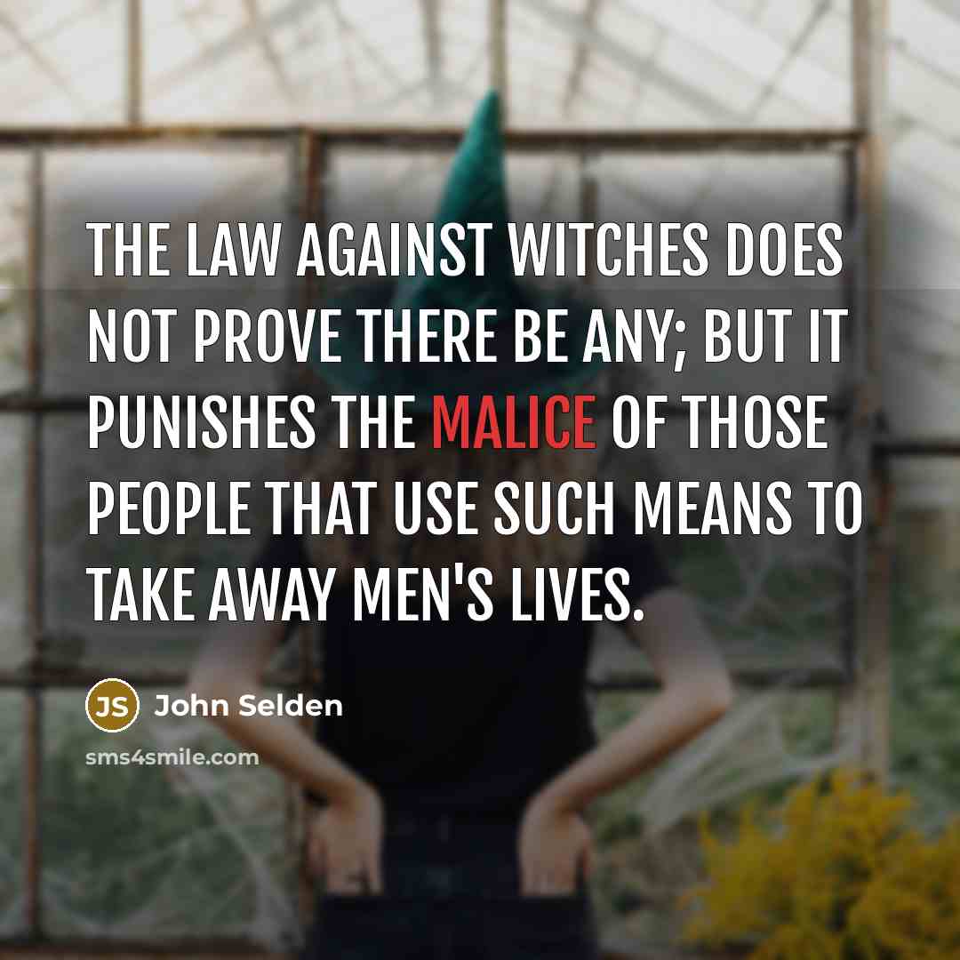 “The law against witches does not prove there be any;…” quote by John Selden