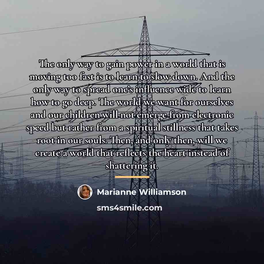 “The only way to gain power in a world that…” quote by Marianne Williamson