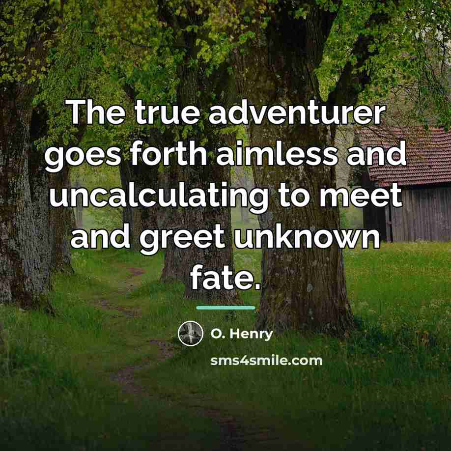 “The true adventurer goes forth aimless and uncalculating to meet…” quote by O. Henry