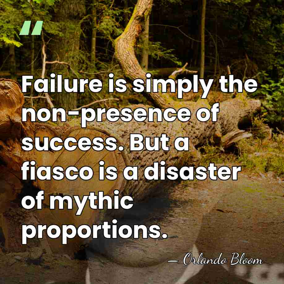 Failure is simply the non-presence of success. But a fiasco is a&hellip; - Orlando Bloom