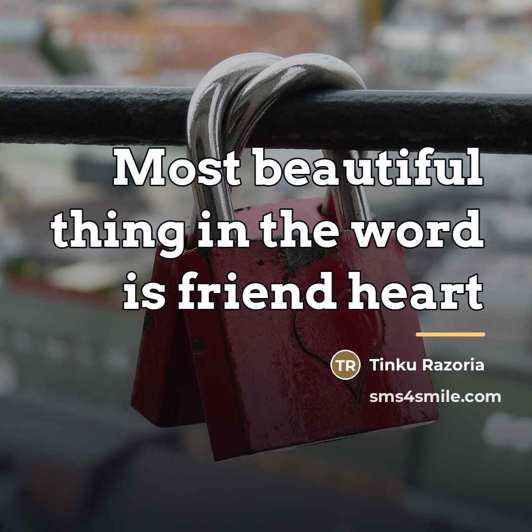 “Most beautiful thing in the word is friend heart…” quote by Tinku Razoria