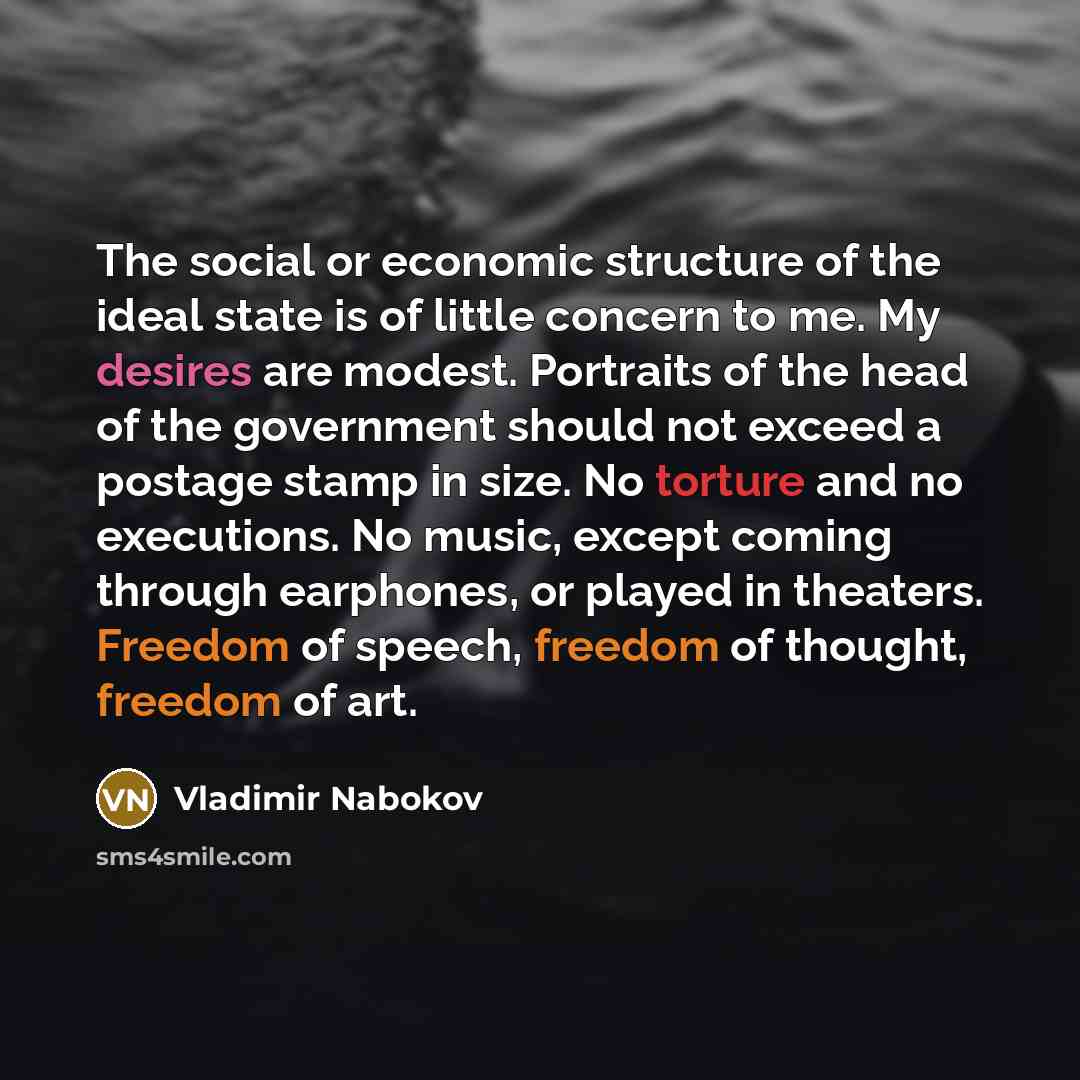 “The social or economic structure of the ideal state is…” quote by Vladimir Nabokov