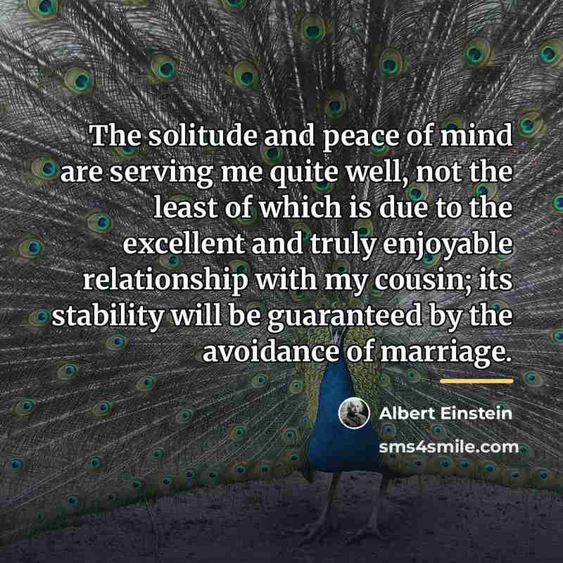 “The solitude and peace of mind are serving me quite…” quote by Albert Einstein