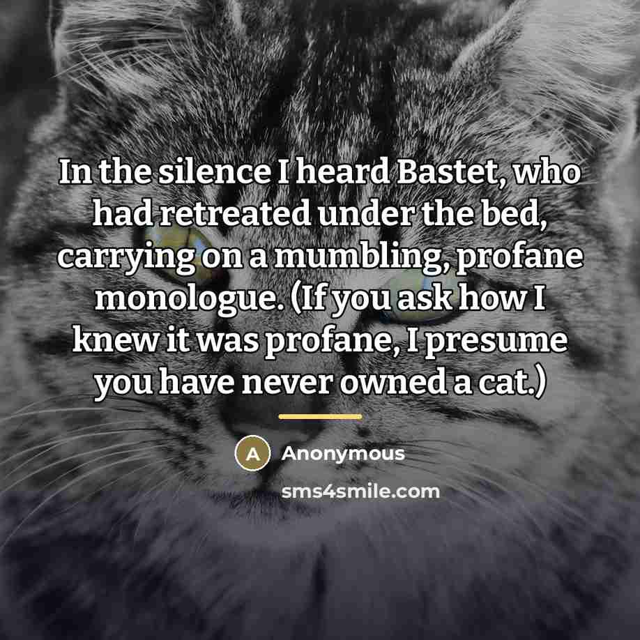 “In the silence I heard Bastet, who had retreated under…” quote by Anonymous