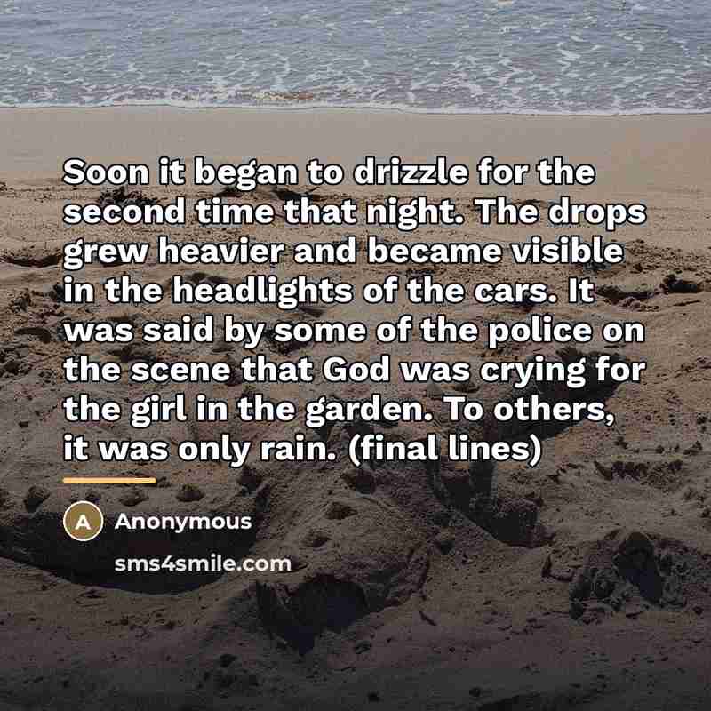 “Soon it began to drizzle for the second time that…” quote by Anonymous