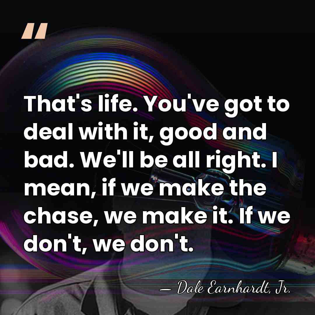 That's life. You've got to deal with it, good and bad. We'll&hellip; - Dale Earnhardt, Jr.