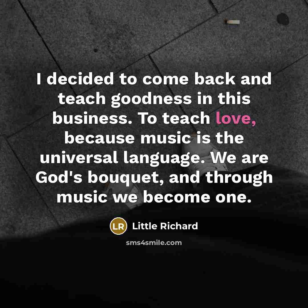 “I decided to come back and teach goodness in this…” quote by Little Richard