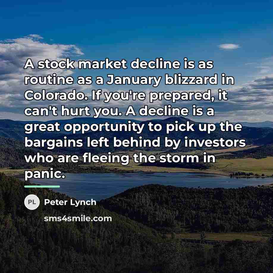 “A stock market decline is as routine as a January…” quote by Peter Lynch
