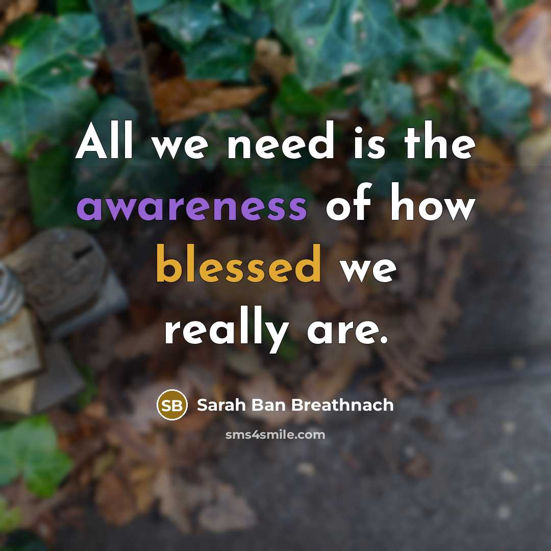 “All we need is the awareness of how blessed we…” quote by Sarah Ban Breathnach