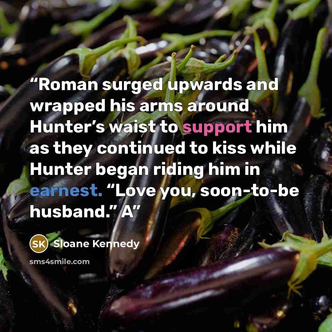 “Roman surged upwards and wrapped his arms around Hunter’s waist to support him as they continued to kiss while Hunter began riding him in earnest. “Love you, soon-to-be husband.” A” quote by Sloane Kennedy