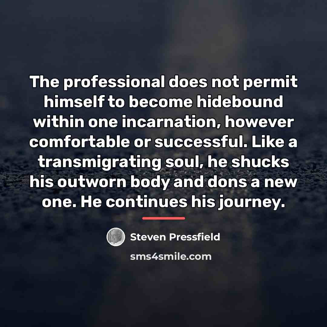 “The professional does not permit himself to become hidebound within…” quote by Steven Pressfield