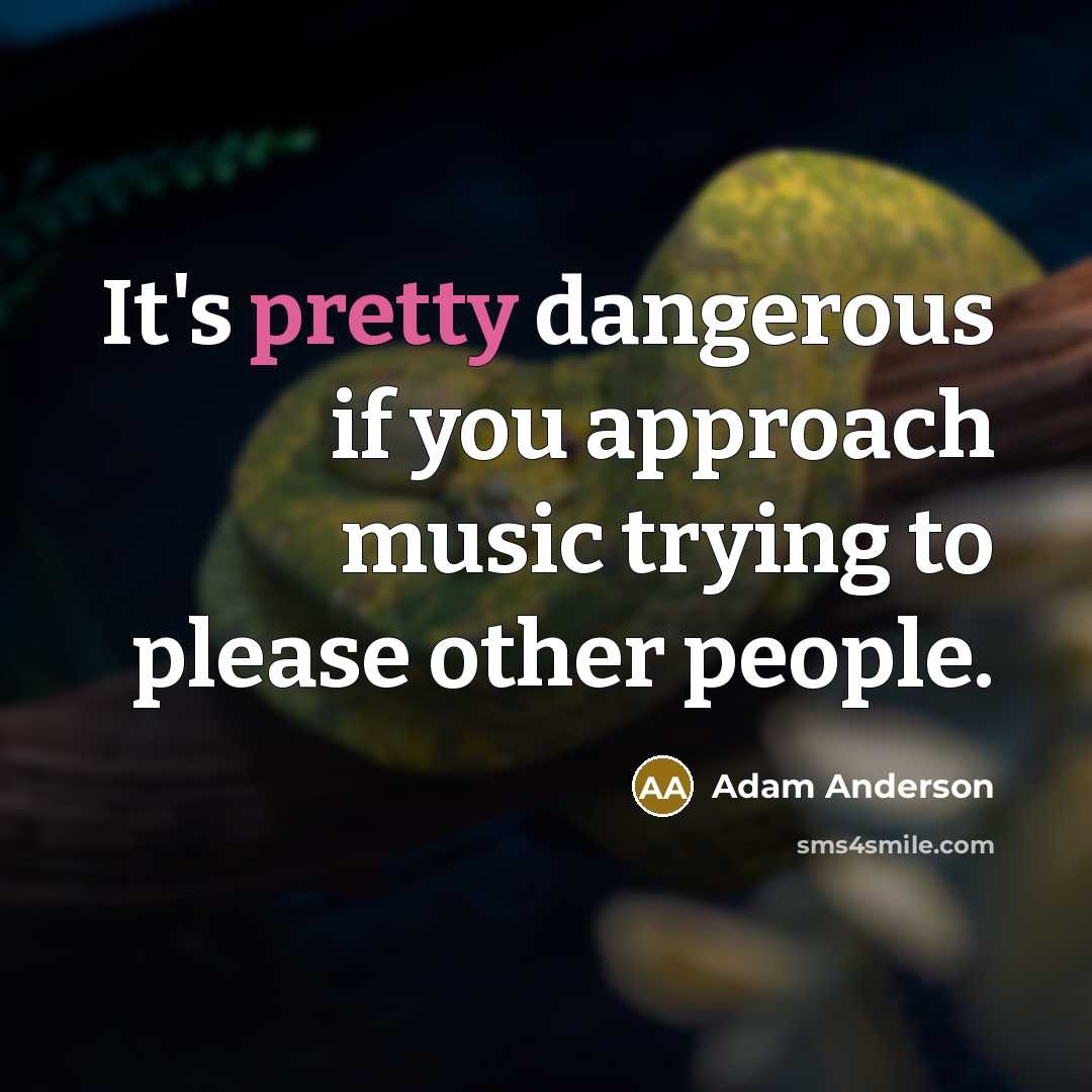 “It's pretty dangerous if you approach music trying to please…” quote by Adam Anderson