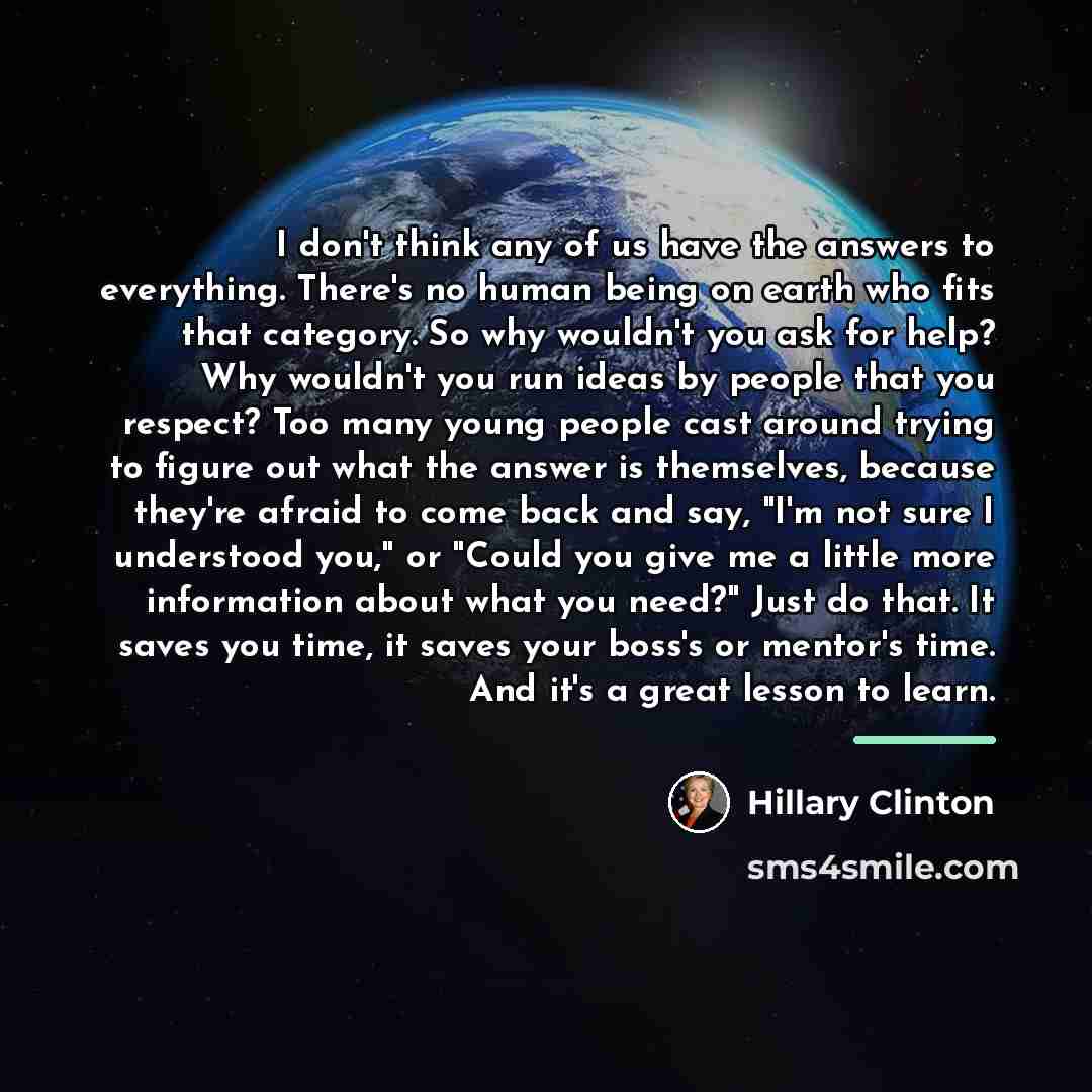“I don't think any of us have the answers to…” quote by Hillary Clinton