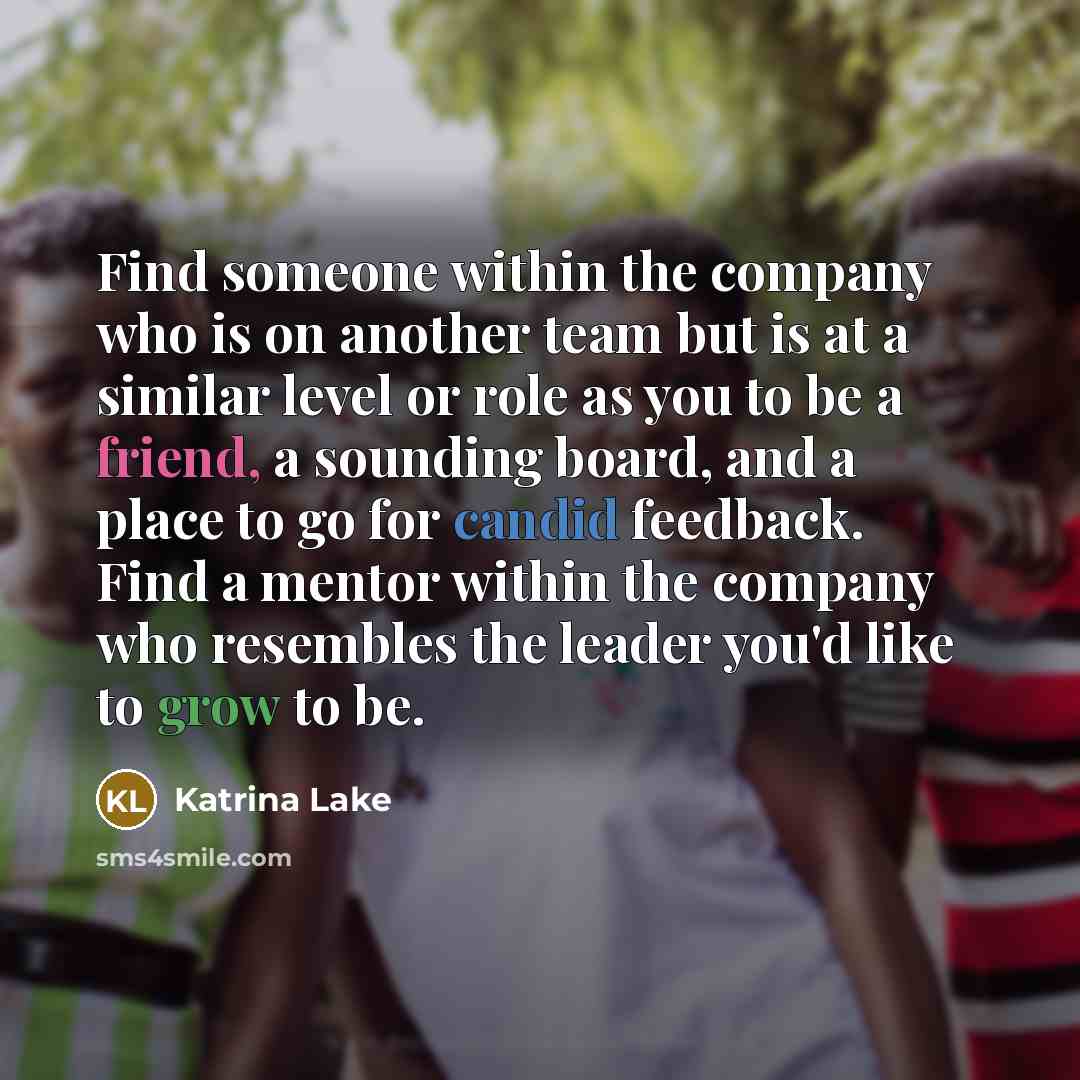 “Find someone within the company who is on another team…” quote by Katrina Lake