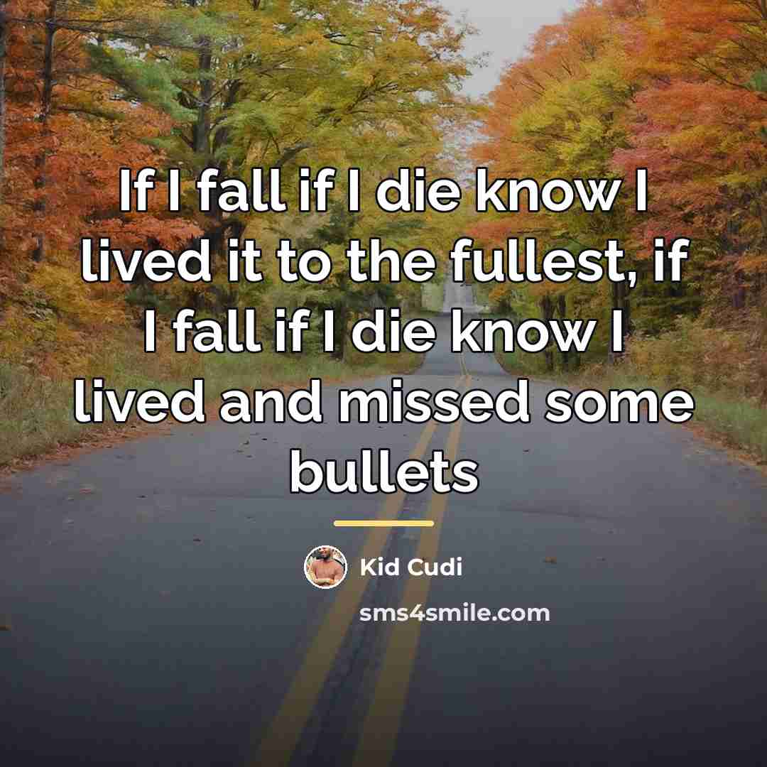 “If I fall if I die know I lived it…” quote by Kid Cudi