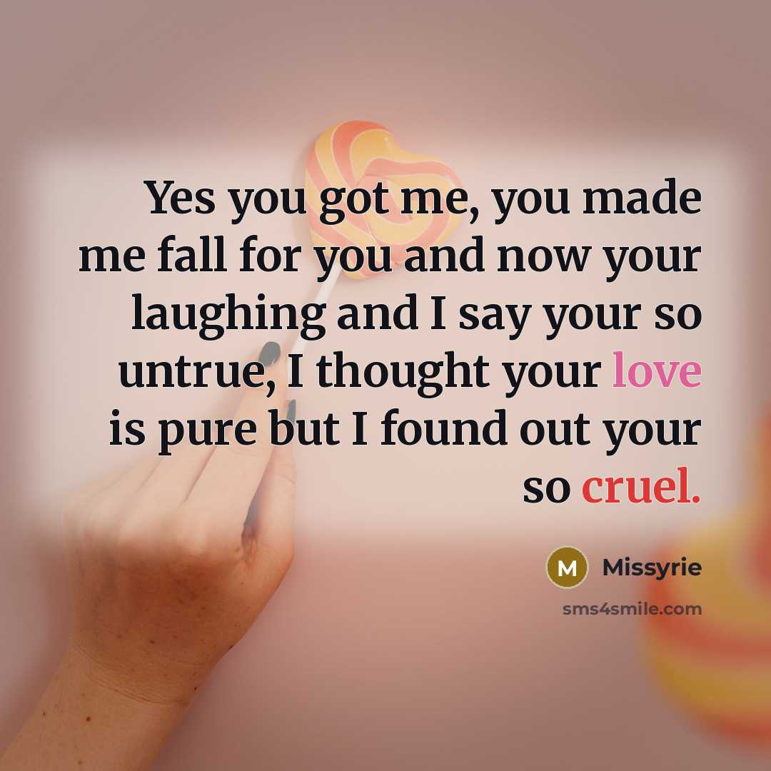 “Yes you got me, you made me fall for you…” quote by Missyrie