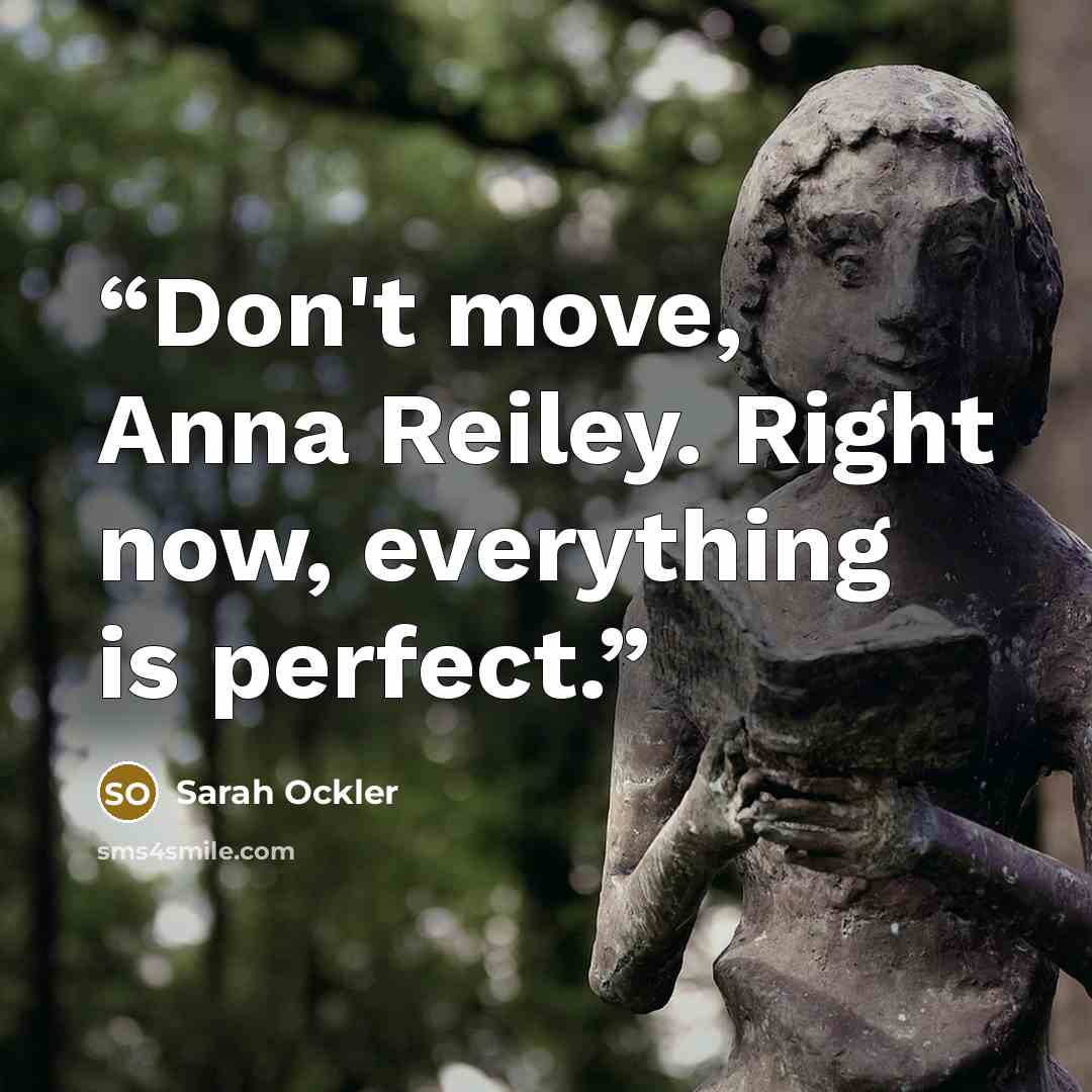 “Don't move, Anna Reiley. Right now, everything is perfect.” quote by Sarah Ockler