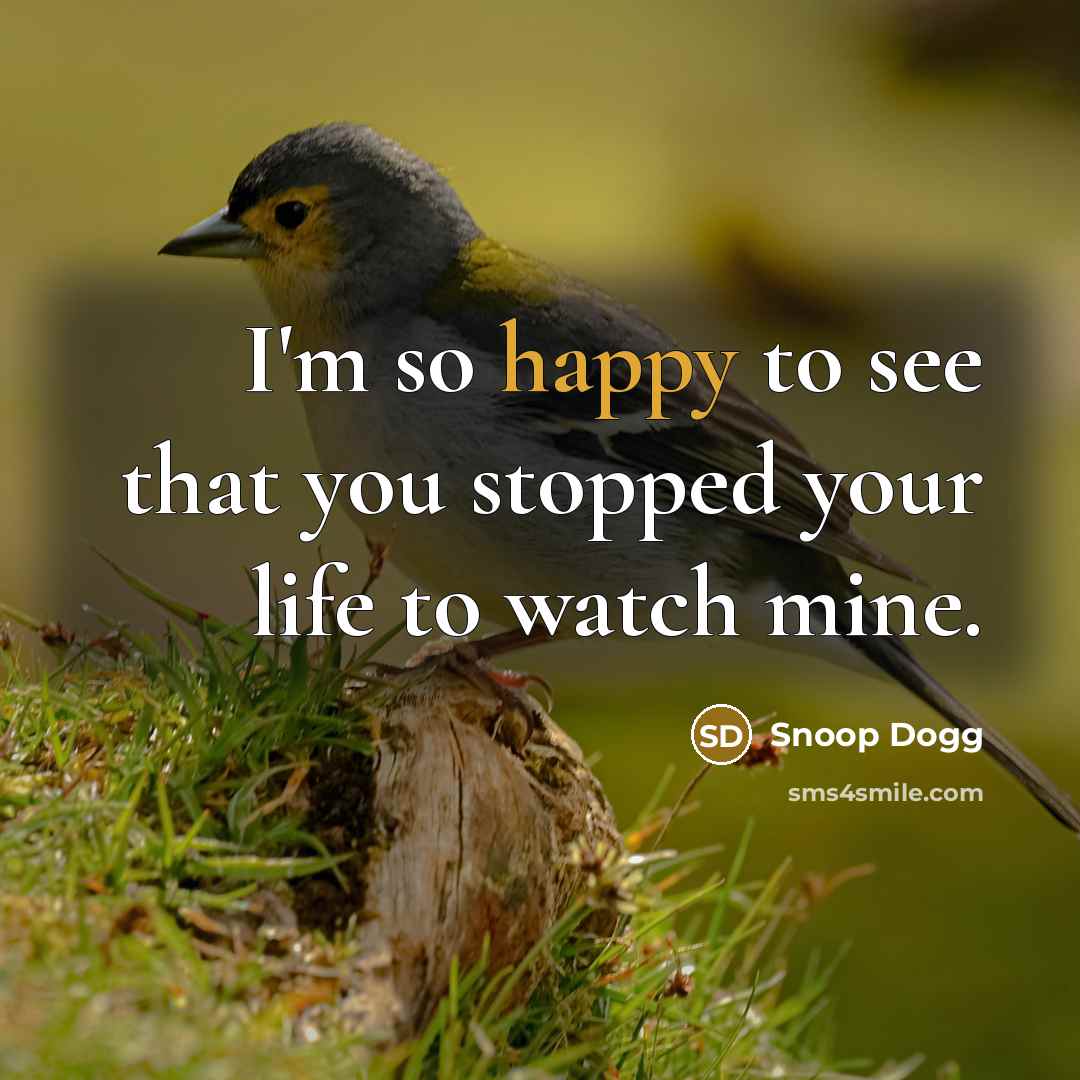 “I'm so happy to see that you stopped your life…” quote by Snoop Dogg