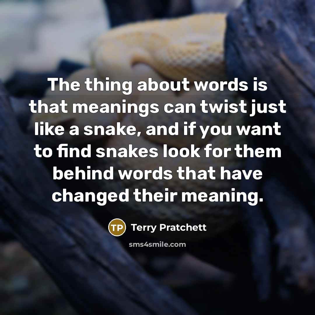 “The thing about words is that meanings can twist just…” quote by Terry Pratchett