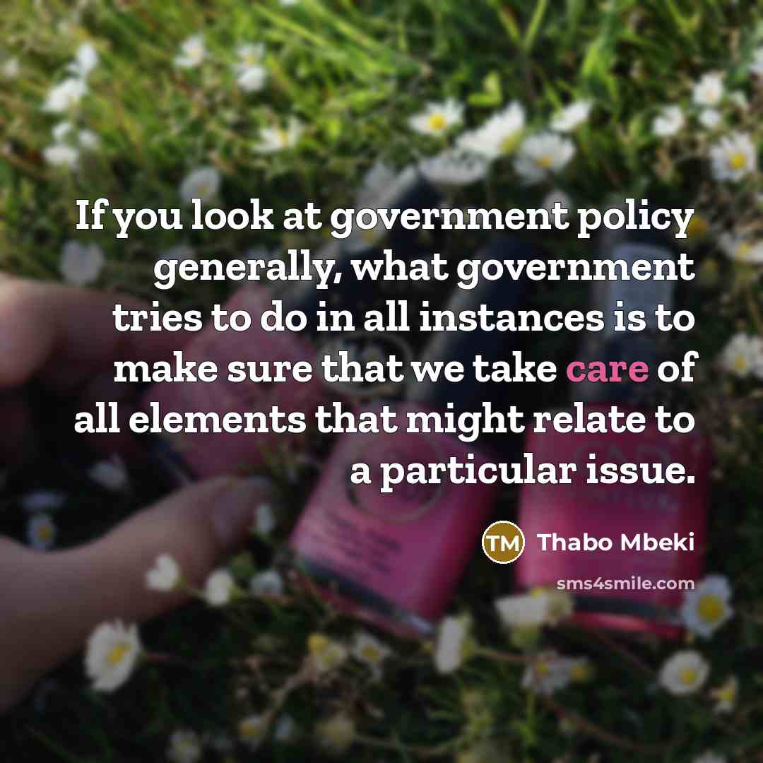 “If you look at government policy generally, what government tries…” quote by Thabo Mbeki