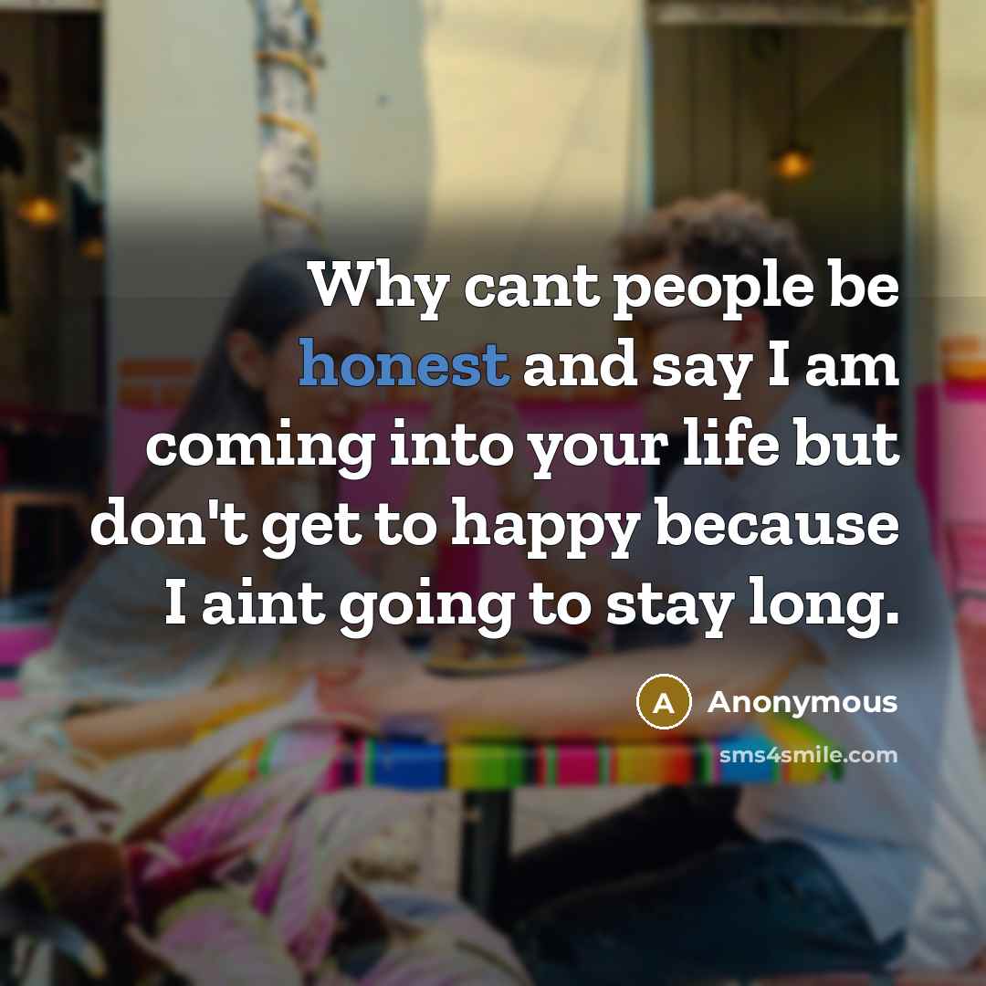 “Why cant people be honest and say I am coming…” quote by Anonymous
