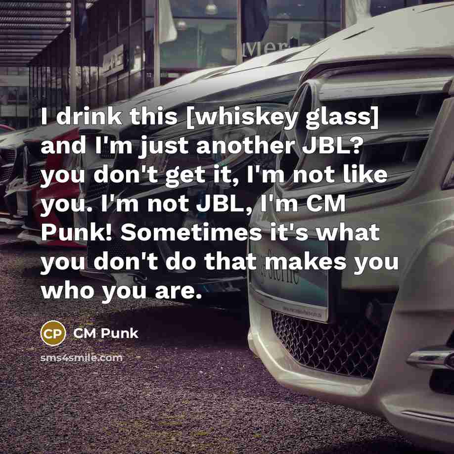 “I drink this [whiskey glass] and I'm just another JBL?…” quote by CM Punk