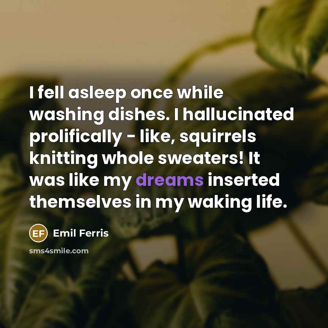 “I fell asleep once while washing dishes. I hallucinated prolifically…” quote by Emil Ferris