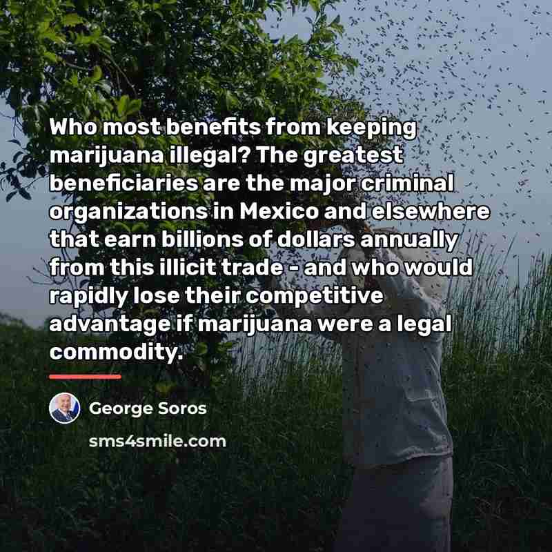 “Who most benefits from keeping marijuana illegal? The greatest beneficiaries…” quote by George Soros