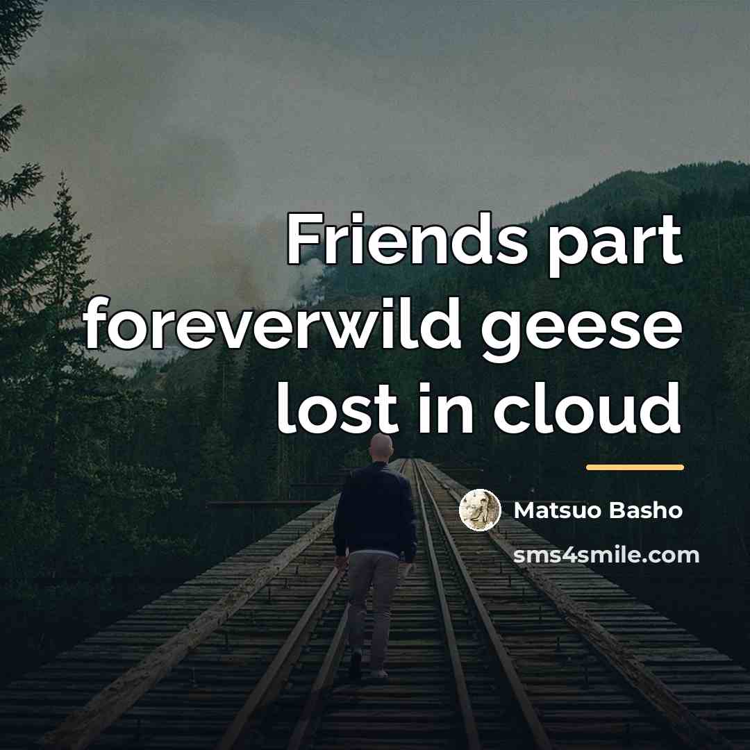 “Friends part foreverwild geese lost in cloud…” quote by Matsuo Basho