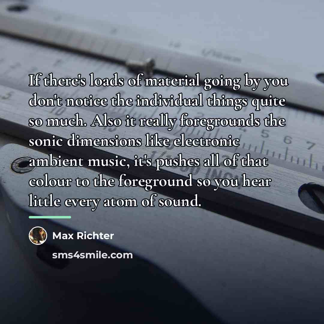“If there's loads of material going by you don't notice…” quote by Max Richter