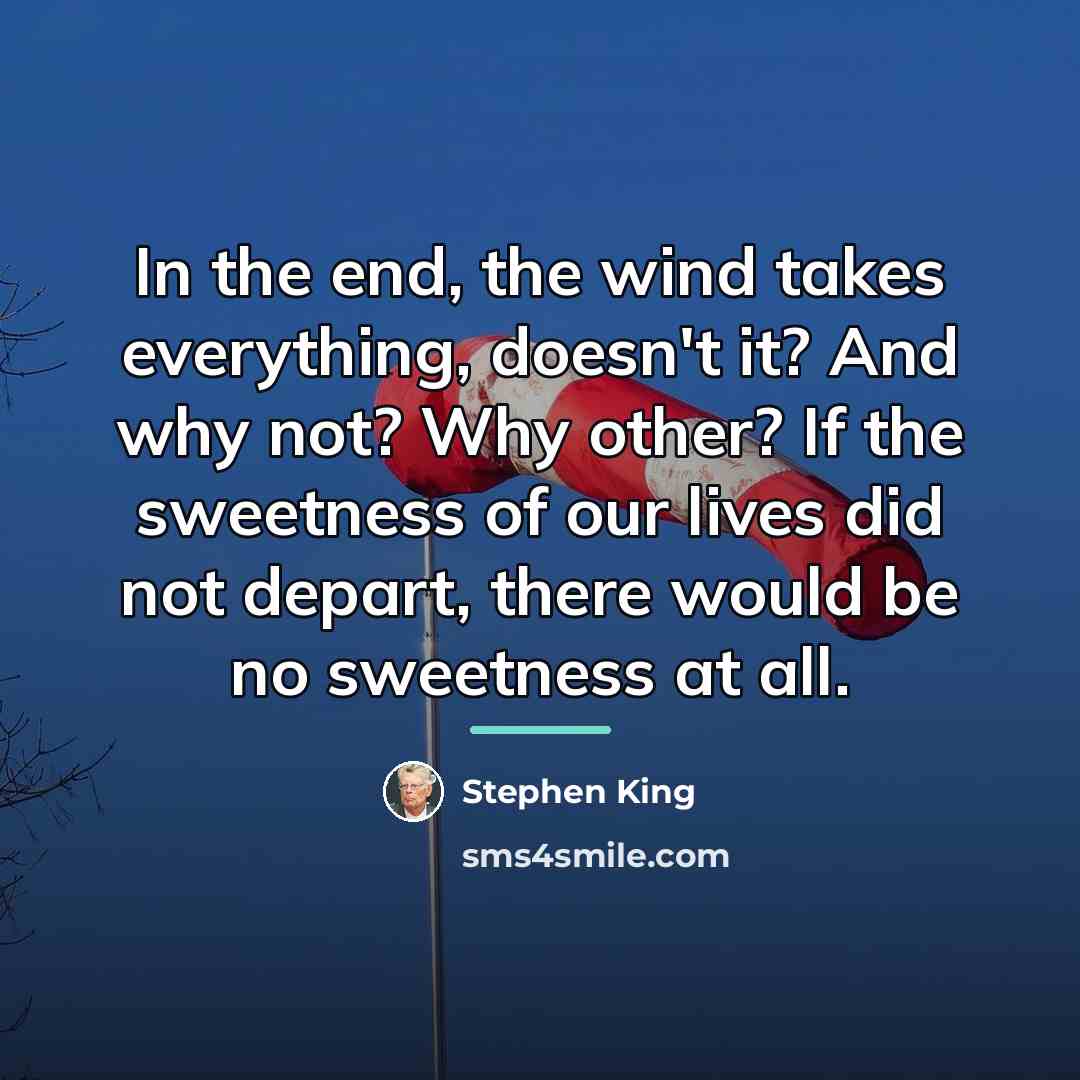 “In the end, the wind takes everything, doesn't it? And…” quote by Stephen King