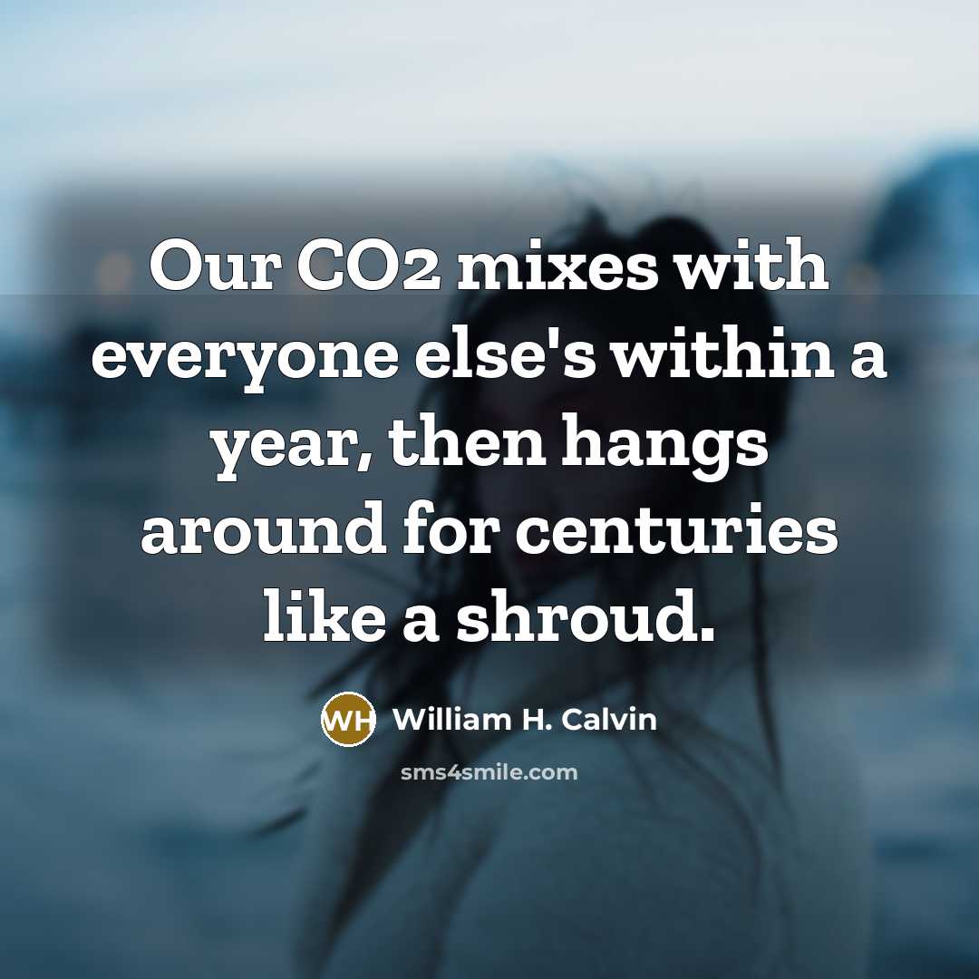 “Our CO2 mixes with everyone else's within a year, then hangs around for centuries like a shroud.” quote by William H. Calvin