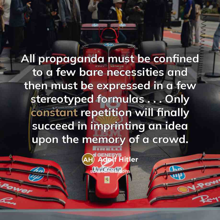 “All propaganda must be confined to a few bare necessities…” quote by Adolf Hitler