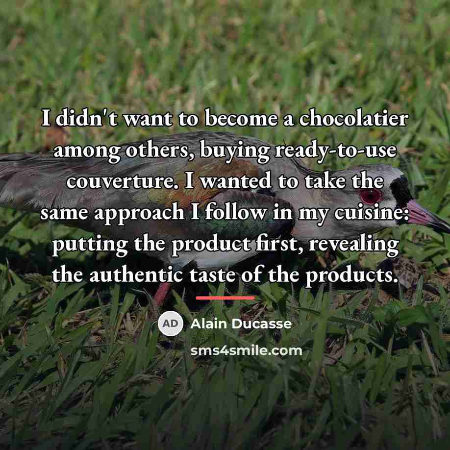 “I didn't want to become a chocolatier among others, buying…” quote by Alain Ducasse