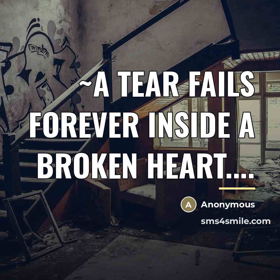 “~A tear fails forever inside a broken heart....…” quote by Anonymous