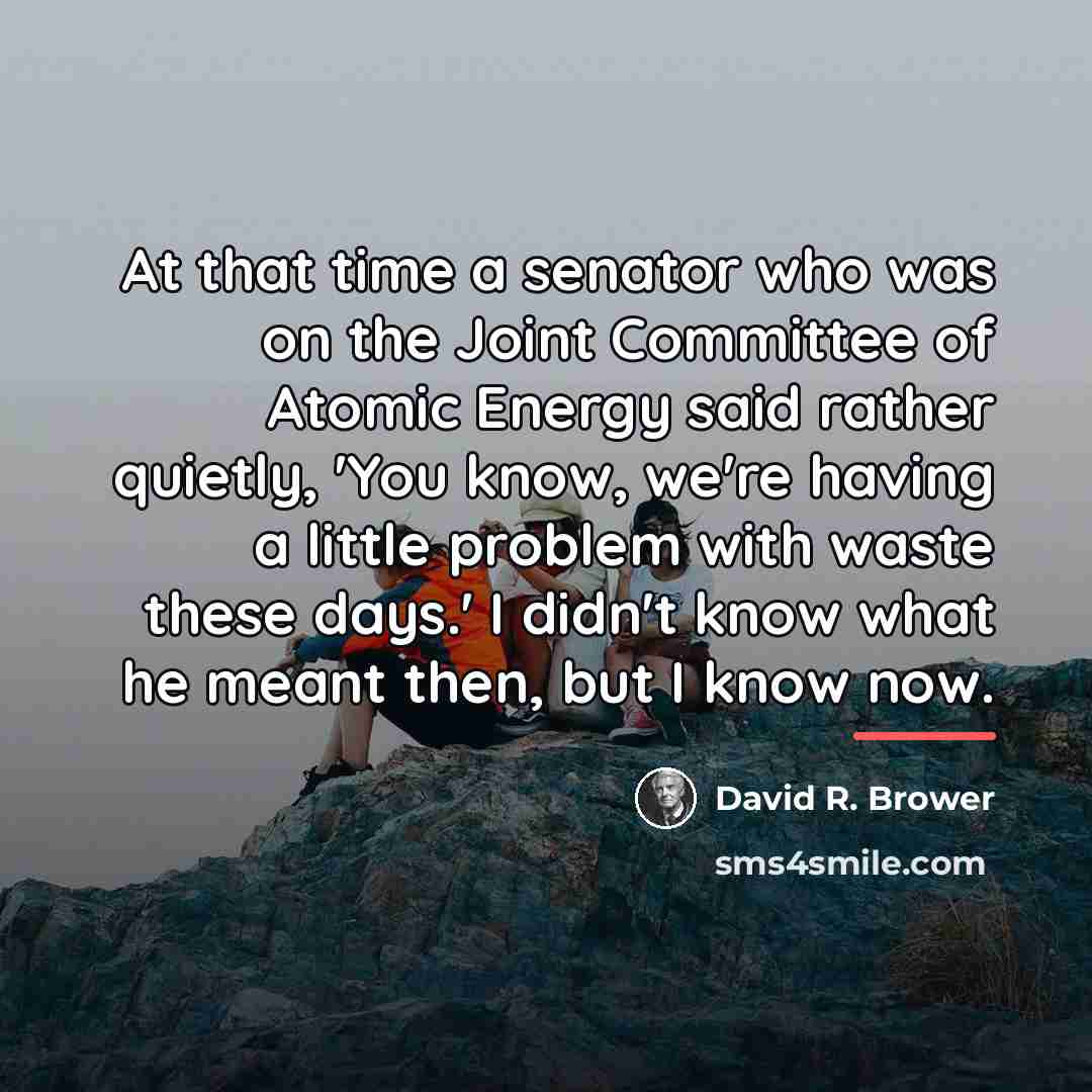 “At that time a senator who was on the Joint…” quote by David R. Brower