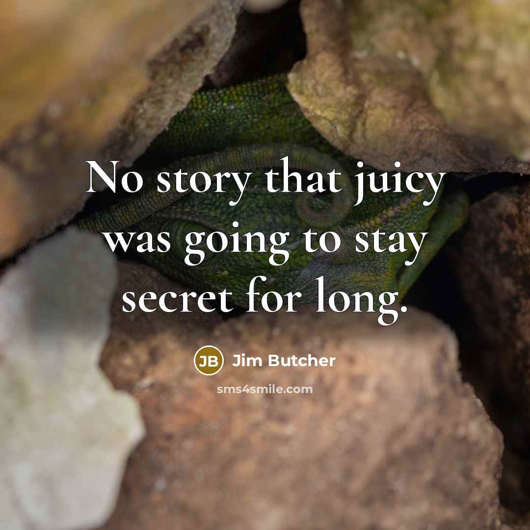 “No story that juicy was going to stay secret for…” quote by Jim Butcher