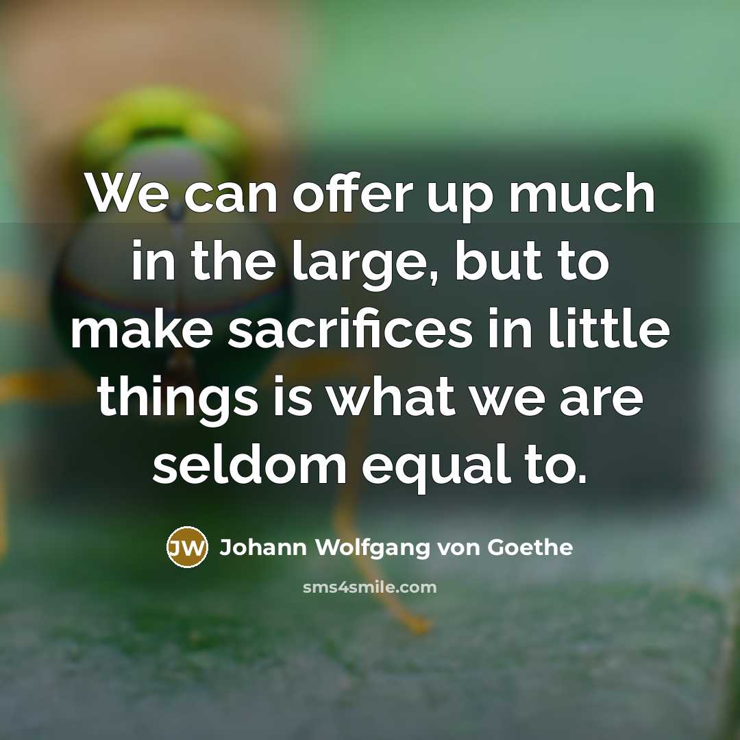 “We can offer up much in the large, but to…” quote by Johann Wolfgang von Goethe