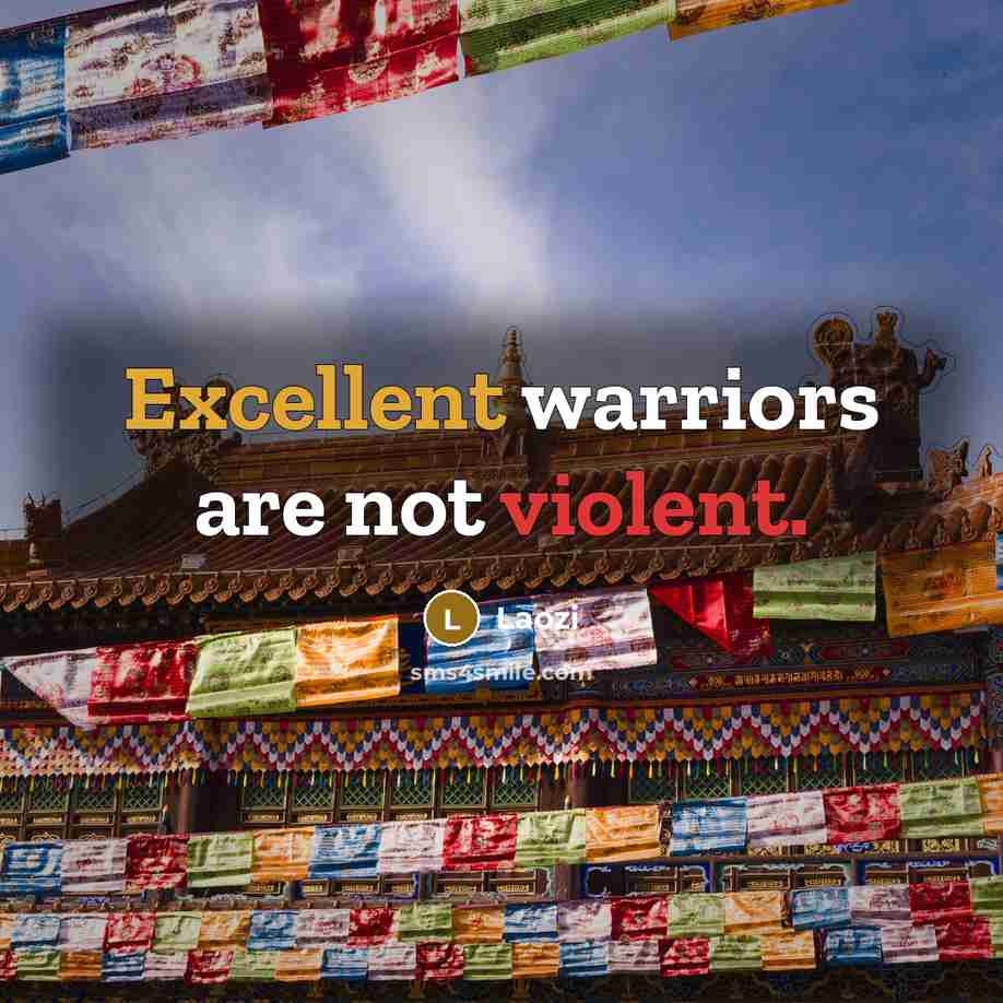 “Excellent warriors are not violent.…” quote by Laozi
