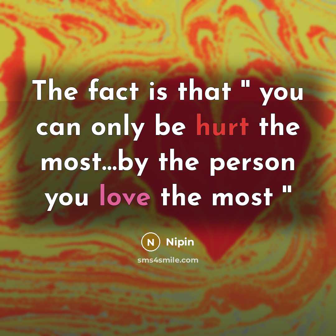 “The fact is that '' you can only be hurt the most…by the person you love the most ''” quote by Nipin