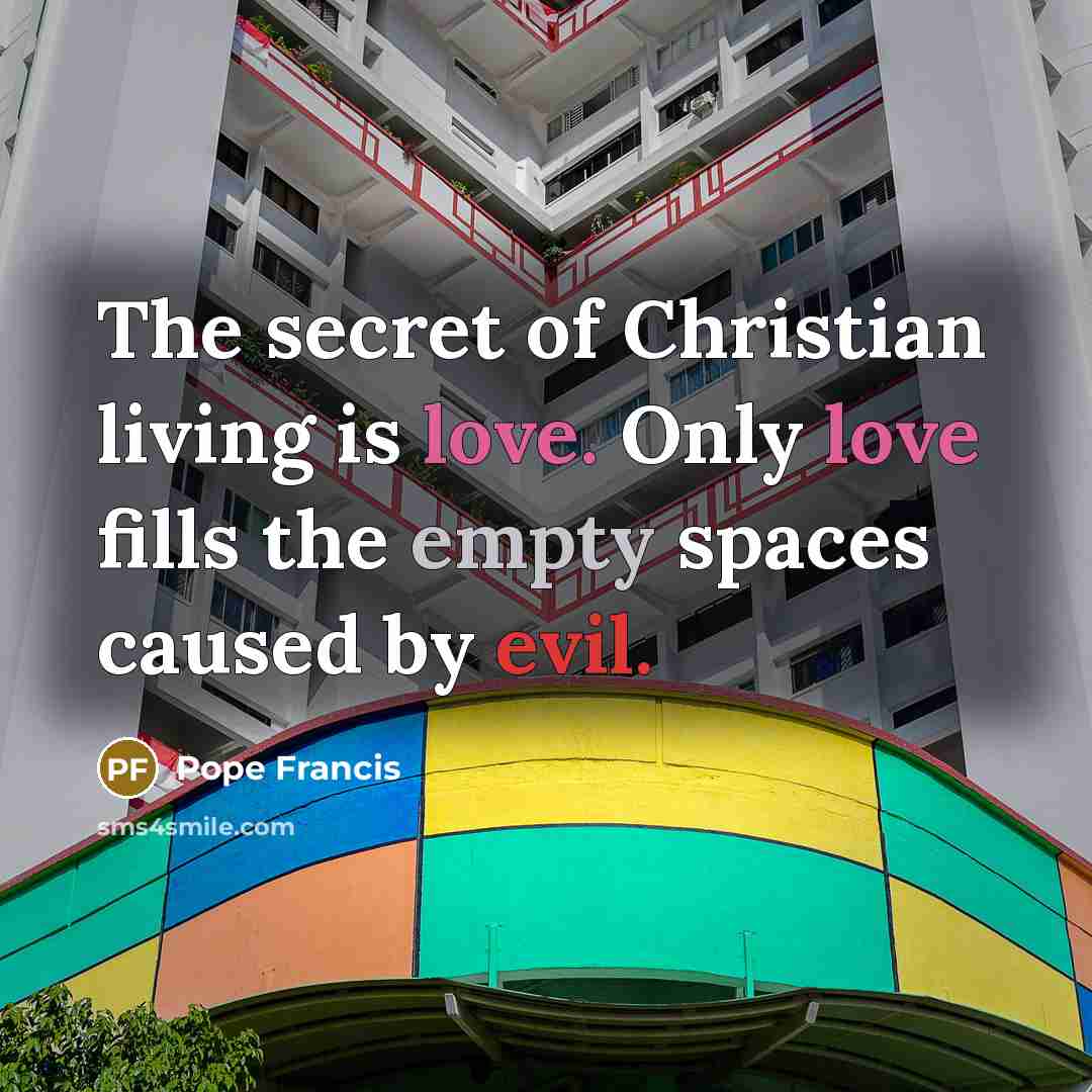 “The secret of Christian living is love. Only love fills…” quote by Pope Francis
