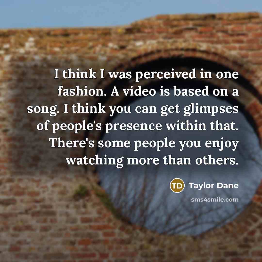 “I think I was perceived in one fashion. A video…” quote by Taylor Dane